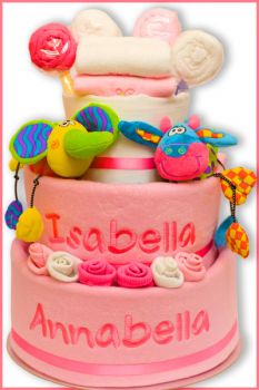 DOUBLE SERVING TWINS WITH PINK BEAR